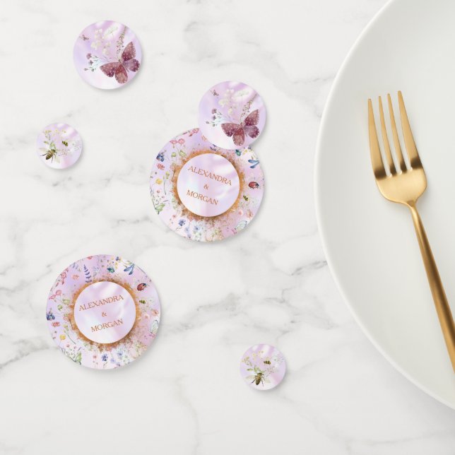 Eleganter Whimsical Wildblume Rosa Tisch Konfetti (Gruppe)