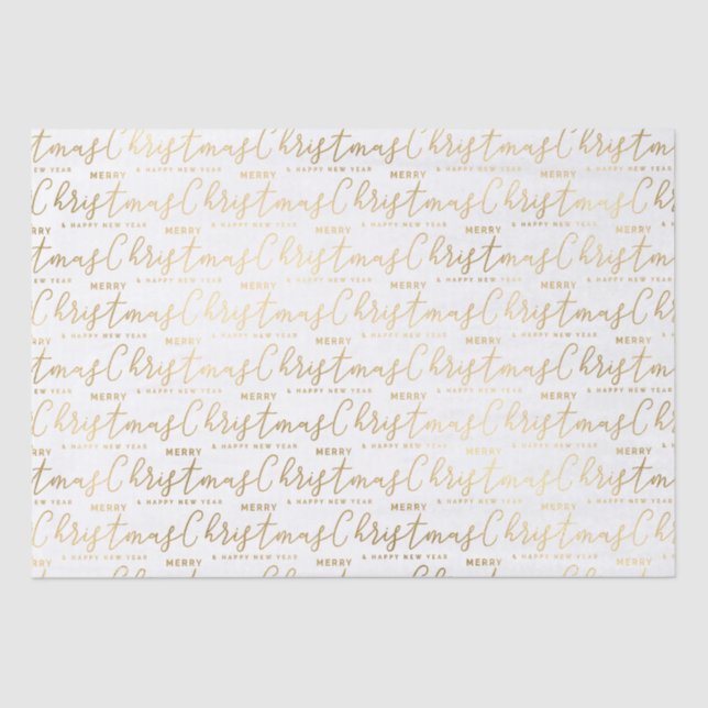 Eleganter White and Gold Script Frohe Weihnachtssc Seidenpapier (Vorderseite)