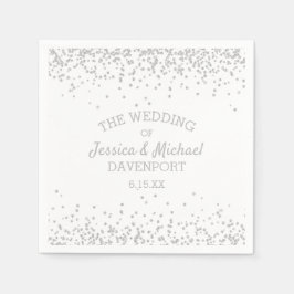 Eleganter White and Silver Glitzer Hochzeitsempfan Serviette