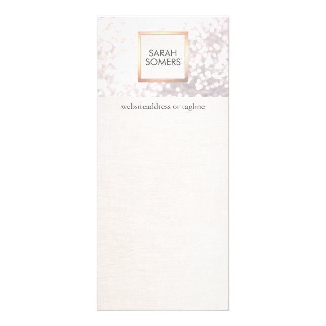 Eleganter White Bokeh Glitzer und IMITATE Linen Werbekarte (Vorne)