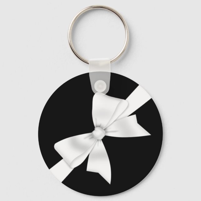 Eleganter White Bow Schlüsselanhänger (Vorderseite)