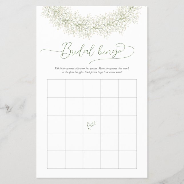 Eleganter White Chic Bingo Brautparty Game Flyer (Vorne)