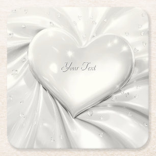 Eleganter White Cream Heart Paper Untersetzer