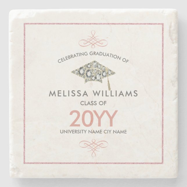 Eleganter White Diamonds Abschluss Hat Steinuntersetzer (Vorderseite)