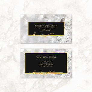 Eleganter White Diamonds Gold Filigree Hair Salon Visitenkarte
