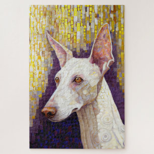 Eleganter White Dog Mosaic Gold Klimt Style
