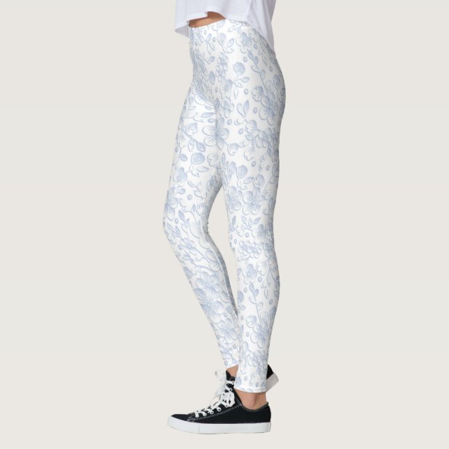 Eleganter White Floral Hibiskus| Leggings (Links)