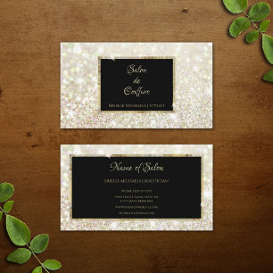 Eleganter White Gold Glitzer Black and Gold Salon Visitenkarte