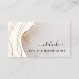 Eleganter White Gold Glitzer Signature Script Agat Visitenkarte