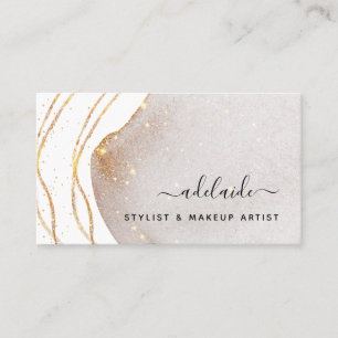 Eleganter White Gold Glitzer Signature Script Agat Visitenkarte