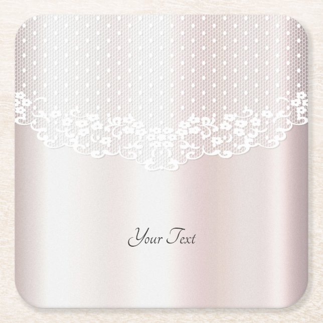 Eleganter White Lace Floral Paper Untersetzer (Vorderseite)