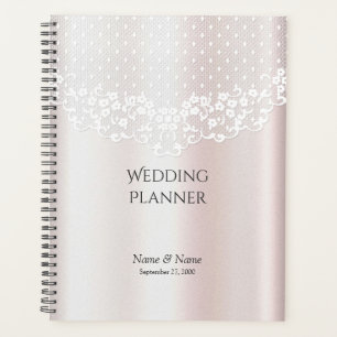 Eleganter White Lace Floral Planner Planer