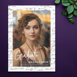 Eleganter White Mathematics Script Foto Abschluss Ankündigung