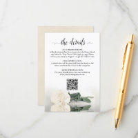 Eleganter White Rose Wedding Details QR Code