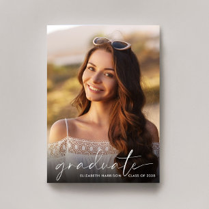 Eleganter White Script Foto Overlay-Abschluss Ankündigung