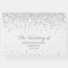 Eleganter White Silver Diamond Glitzer Wedding Gästebuch