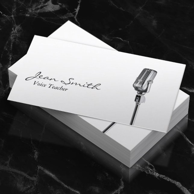 Eleganter White Singer Music Voice Teacher Visitenkarte (Von Creator hochgeladen)