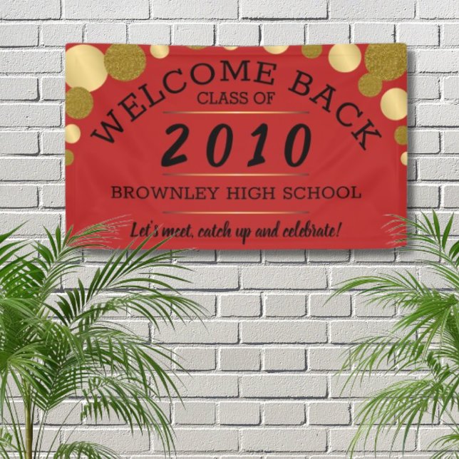 Eleganter Wiedersehen-Banner Banner (Red Welcome Back Reunion Design)