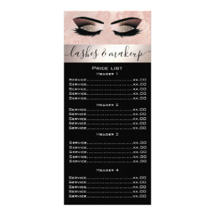 Eleganter Wimpern und Augenbrauen Rose Goldmarmor Werbekarte