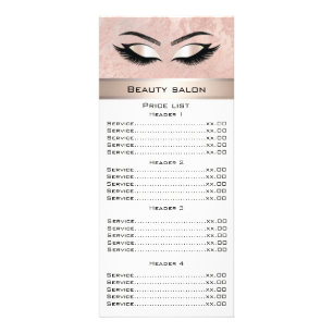 Eleganter Wimpern und Augenbrauen Rose Goldmarmor Werbekarte