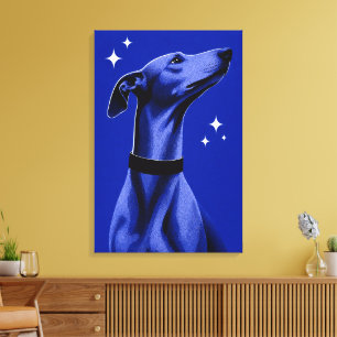 Eleganter Windhund Blau Monochrome Editorial Kunst Leinwanddruck