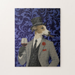 Eleganter Windhund-Gentleman im Anzug Puzzle
