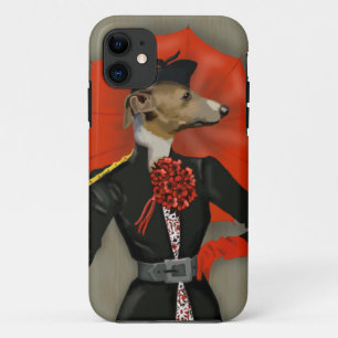 Eleganter Windhund und roter Regenschirm title_seo2