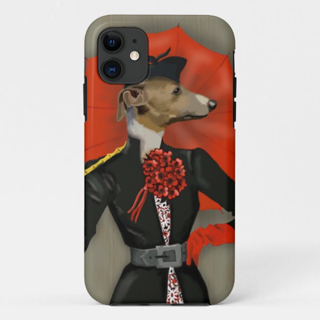 Eleganter Windhund und roter Regenschirm Case-Mate iPhone Hülle (Rückseite)