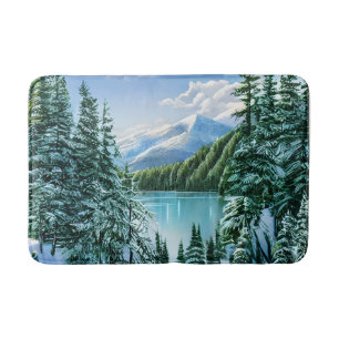 Eleganter Winter Bergsee-Zauber im Val Piora Badematte
