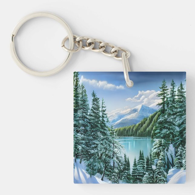 Eleganter Winter Bergsee-Zauber im Val Piora Schlüsselanhänger (Vorderseite)