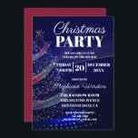 Eleganter Winter Blue Christmas Tree Lights Einladung<br><div class="desc">Dieses schicke und trendige Weihnachtsgeschenk-Design mit blauen Hintergrund und hübsch beleuchtetem Weihnachtsbaum. Die Rückseite der Weihnachtszeit-Party Einladung ist festlich rot.</div>