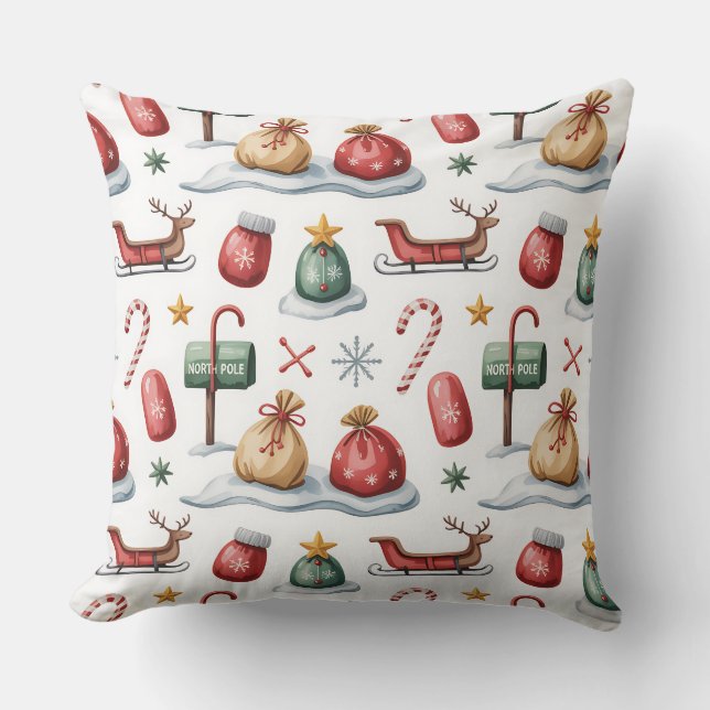 Eleganter Winter Botanisches Weihnachtskissen Kissen (Vorderseite)