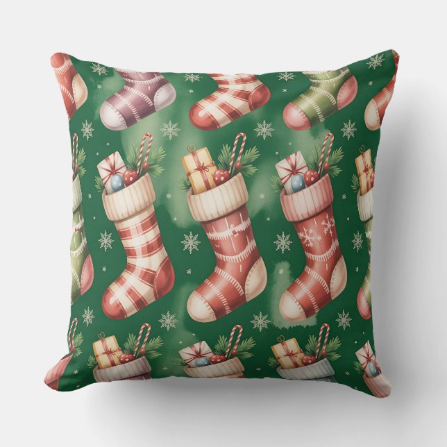 Eleganter Winter Botanisches Weihnachtskissen Kissen (Vorderseite)