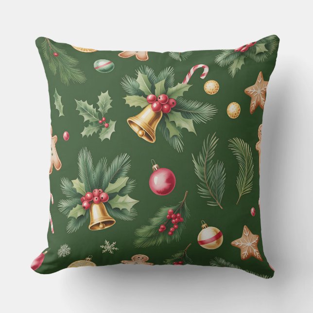 Eleganter Winter Botanisches Weihnachtskissen Kissen (Vorderseite)