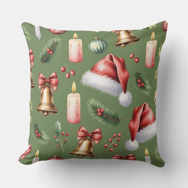 Eleganter Winter Botanisches Weihnachtskissen Kissen (Vorderseite)