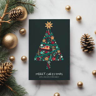 Eleganter Winter Bunter Weihnachtsbaum Feiertagskarte