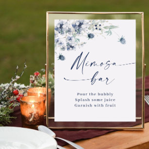 Eleganter Winter Dusty Blue Foliage Mimosa Bar Poster