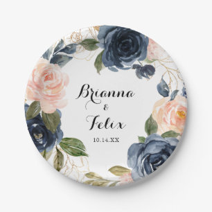 Eleganter Winter Floral Calligraphy Wedding Cake Pappteller