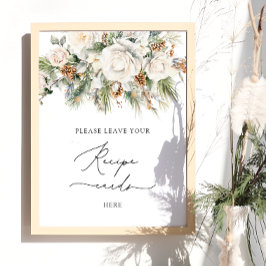 Eleganter Winter Floral Verlasst hier Ihre Rezept- Poster