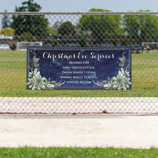 Eleganter Winter Floral Weihnachts-Kirchenservice Banner (Insitu)