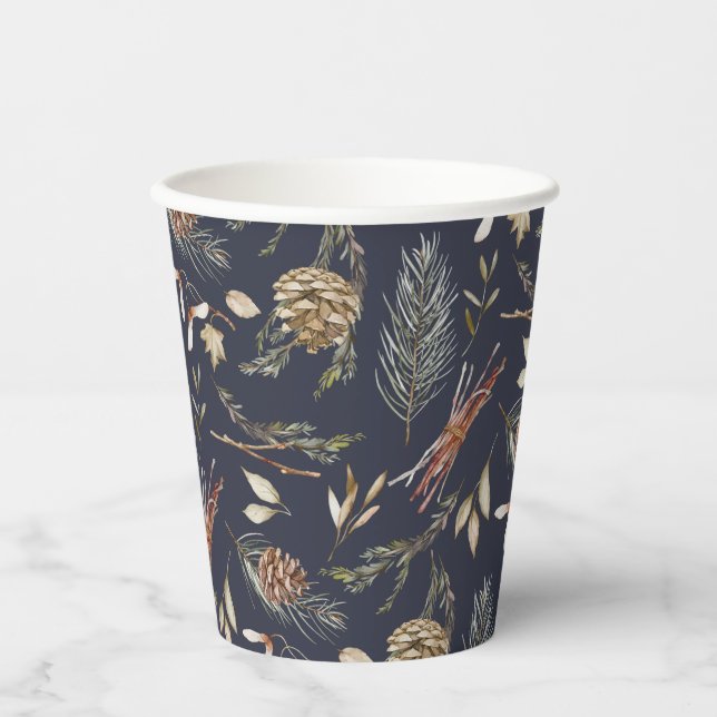 Eleganter Winter Foliage Cup Pappbecher (Vorderseite)