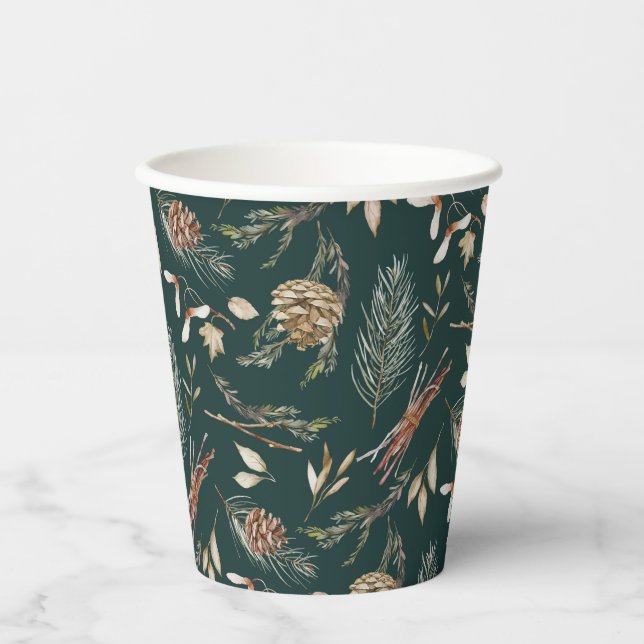 Eleganter Winter Foliage Cup Pappbecher (Vorderseite)