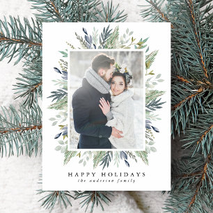 Eleganter Winter Foliage Frame Foto Postkarte