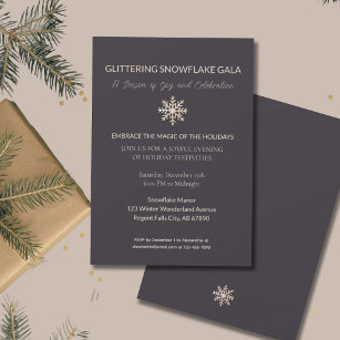 Eleganter Winter Gala Einladung Champagner Schneef