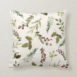 Eleganter Winter Holly Berry Grüne Weinroute Mendr Kissen