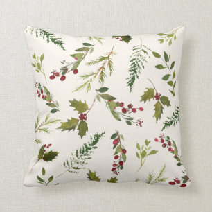 Eleganter Winter Holly Berry Grüne Weinroute Mendr Kissen