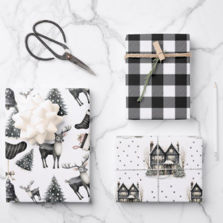 Eleganter Winter Kariert Holiday Geschenkpapier Set