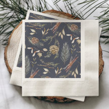 Eleganter Winter Napkins mit Pinecones