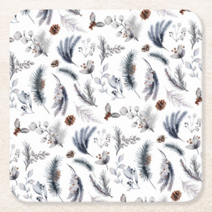 Eleganter Winter Pine Botanicals Urlaub Rechteckiger Pappuntersetzer