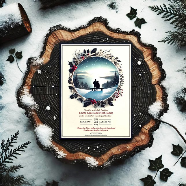 Eleganter Winter Romance Hochzeitsempfang Einladung (Von Creator hochgeladen)